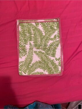 Anthropologie Fern Print Cotton Placemat - Pink & Green